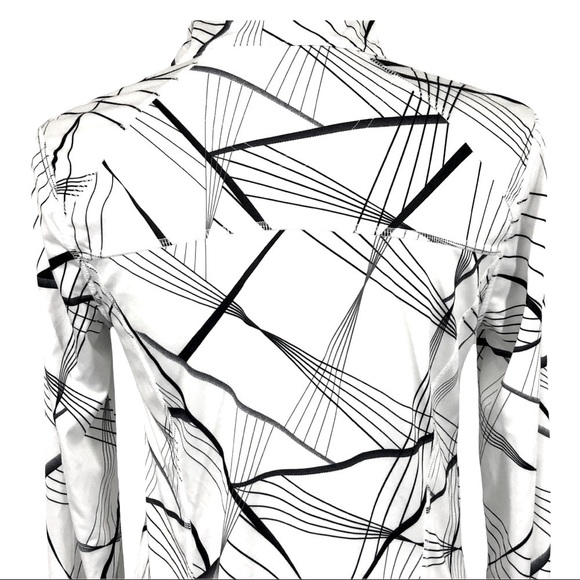 XERSION - WHITE & BLACK RUNNING JACKET / TOP GEOMETRIC PATTERN & REFLECTIVE-B11 - Picture 5 of 12